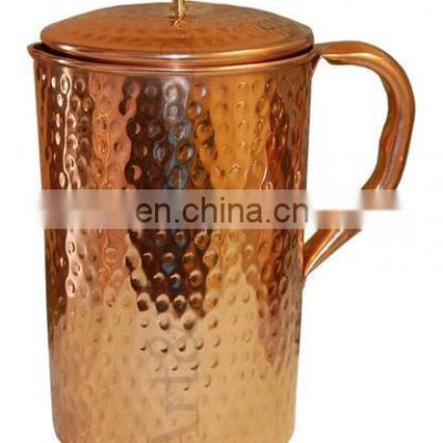 copper hammered shiny water jug for home