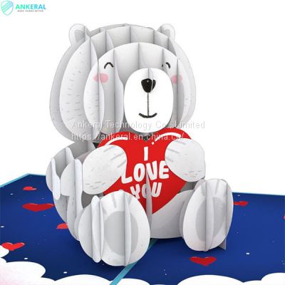 Happy Valentine’s Day Bear 3D Cards Best Selling Gift Cards for Girls China Manufacturer