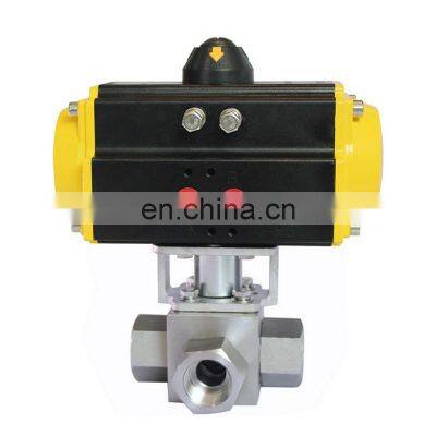 3 Ways Stainless Steel 304 Pneumatic Ball Valve High Pressure 200Bar L Port