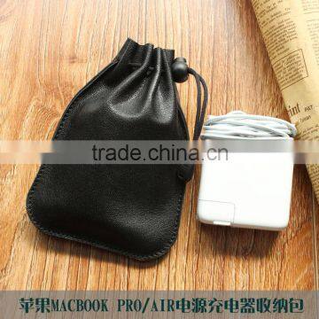 Customized Sheep Leather Portable Phone Charger Organizer Bag for Phone Power Source for Macbook's Charger photo-2
