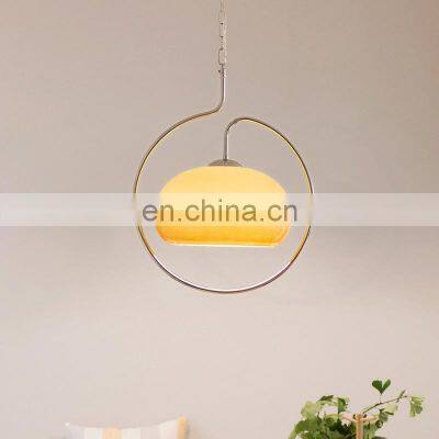 Nordic Modern Simple White Glass Ball Hanging Lamp Living Room Bedroom Pendant Light Minimalist Indoor LED Chandelier