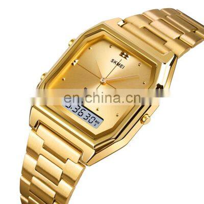 New Arrival Skmei 1612 Gold Digital Watch for Women Analogue Wristwatch Stainless Steel Strap Waterproof 5ATM