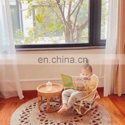 High Quality Waves Hand Woven Seagrass Rug Rustic Style Natural Brown Straw Floor MatCarpet Vietnam Supplier photo-3
