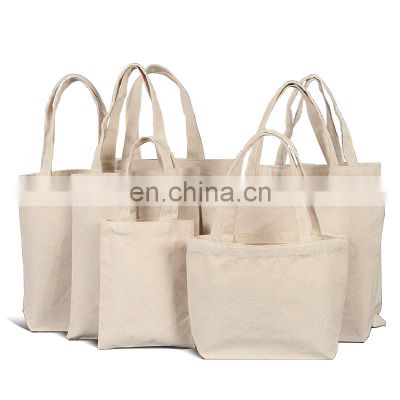 Wholesale Eco-friendly portable reusable large capacity fashion natural cotton shopping canvas bags with custom printed logo