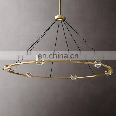 Customized Eclatant Metal Industrial Brass Glass Ball Round Chandelier Home Project Hotel Light Luxury Ceiling Lighting photo-2