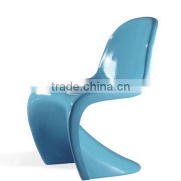 replica famous designer funriture fiberglass material blue color fashion S shape chair, verner chair