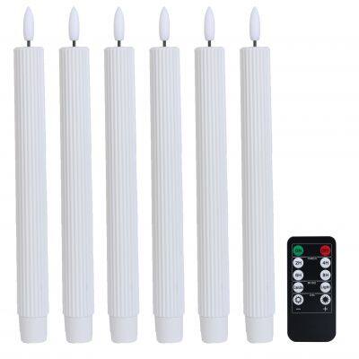 Wholesale 3D Wick Flickering Light Battery Electric Tapered Candle Sticks Led Flameless Taper Candles Remote Set 6 With Wax