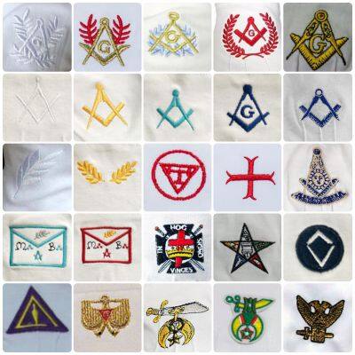 White Cotton Masonic/freemason Glove Custom Made Embroider Logo Glove photo-3