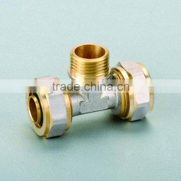 nickel plating brass male tee for pex-al-pex pipe