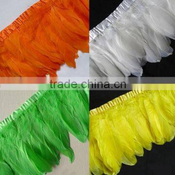 wholesale white trimmed feathers goose nagoire feather trim                        
                                                Quality Choice