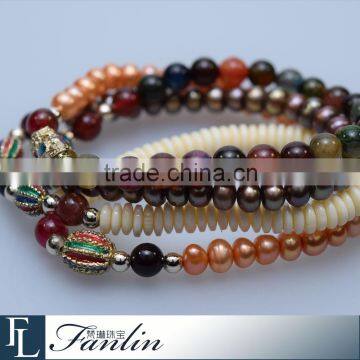 Unique multi-color freshwater pearl bracelet jewelry