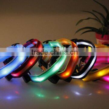 Newly Design Nylon Material Colorful LED light blinking Pet Dog Collar with on-off switch