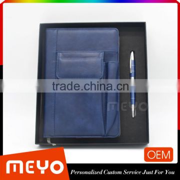 Metal rolling pen ballpoint PU writing pad memo notebook for business