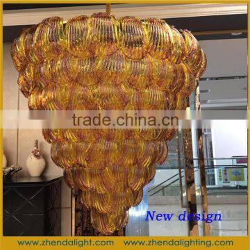 Newest item colored glass chandeliers light fixture for hotel decorative