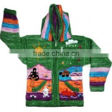 FLECK CARDIGAN WITH APPLICATIONS OF GREEN AMAZON