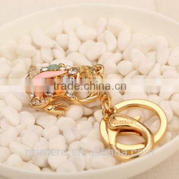New Fashion Cat Eye Stone Frog Keychain Crystal Purse Bag Key Chain Ring Key Gift photo-4