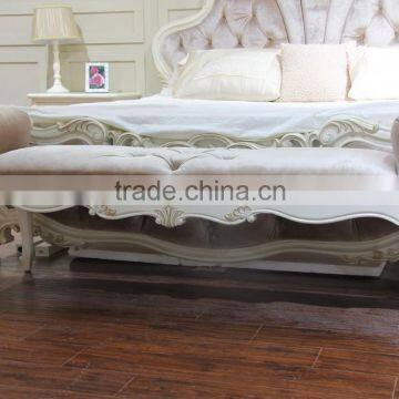 antique french style bed end stool with fabric