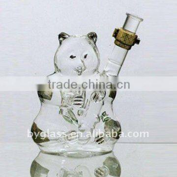 hand-made crystal borosilicate blown glass art bottle shape panda