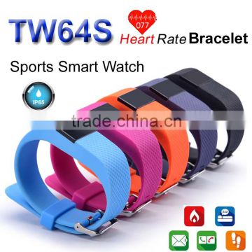 TW64S Bluetooth Smart Watch Bracelet Heart Rate Pedometer Tracker