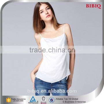 New Design Cheapest White Satin Spaghetti Strap Women Wear Tank Top