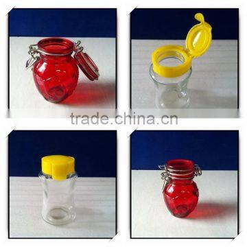 240ml 100ml glass spice jar with plastic lid metal clip