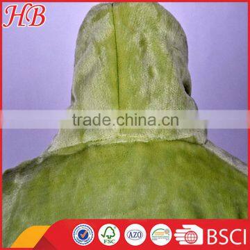 Green Flannel Fleece Ladies Bathrobe With Emb and Shawl Collar, Factory Direct Sale , Sleepwear With Low Price photo-5
