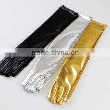 Long shiny gloves for evening party