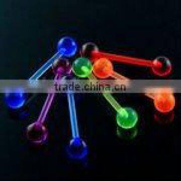 UV reactive ball barbell with PTFE post - 14g, 5/8" 6mm balls