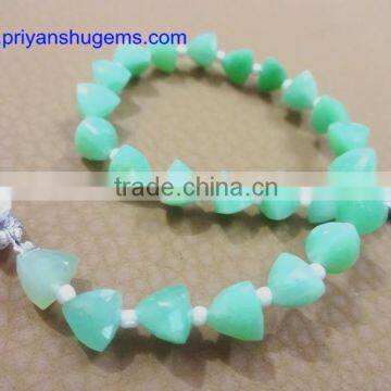 Chrysoprase Faceted 6*6 mm Trillion Shape Briolette Beads AAA Grade Straight Drilled 6" Strand Length Natural Loose Gemstones photo-5