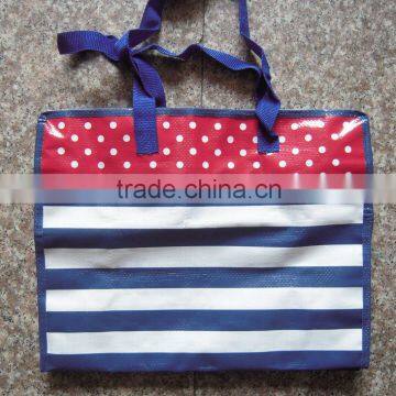 Promotional Tote Zipper Woven Bags With Lamination