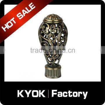 KYOK hollow design decorative metal curtain finials,mulism style curtain finials