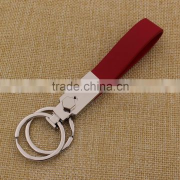 Custom concise red leather keychain/blank key chain leather with logo                        
                                                                                Supplier's Choice