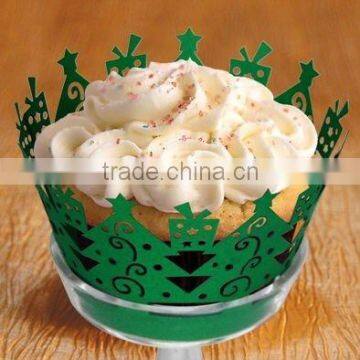 unique christmas decoration wholesale paper laser cut cupcake wrappers