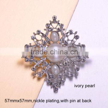 (M0465P) vintage brooch ,57mmx57mm rhinestone metal brooch with pin at back,nickle or light rose gold plating