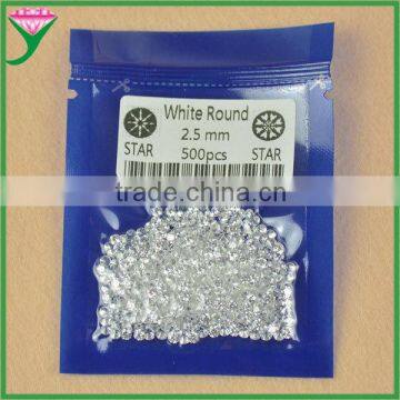 wuzhou factory price aaa 2.5mm white round loose cz Hearts and arrows diamond for fake