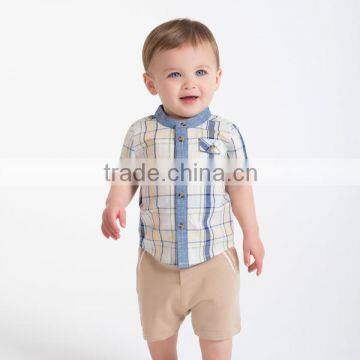 DB1319 dave bella 2014 summer baby clothes wholesale price pattern shortsleeve blouse kids blouse for boy