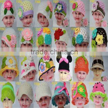 fashion wholesale baby girl crochet flower hats