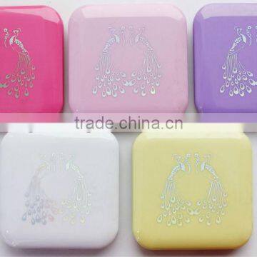 2014 newly shining square pocket mirror with one side golden peacock pattern,wholesale pocket mirrors,ME204E