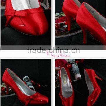 shining red beautiful style and color WS-042 bridal wedding shose classical design