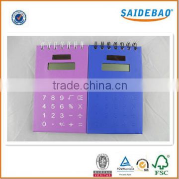 Multifunction kraft paper cover spiral notebook, factory price and customer spiral notebook with calculator and pen