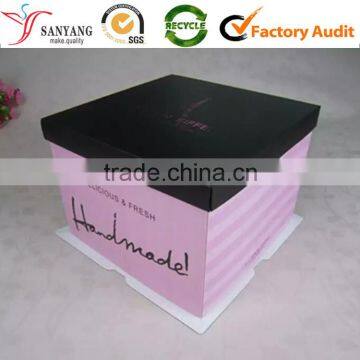 Bottom underpinning foldable paper cake box with tray lid