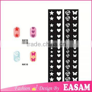 hot new design 12pcs/sheet nail stencil stickers,free full nail stencil