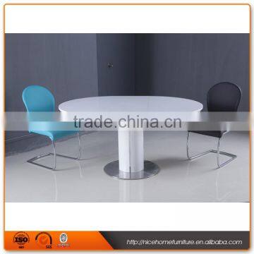 (120-160)*120*76 Extension High Gloss Stainless Steel Dining Table Designs