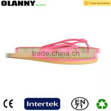 flat slippers high quality brown red straw flip flops