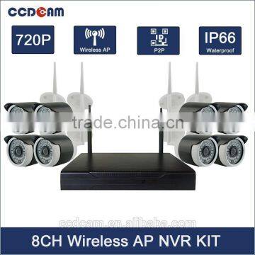 8CH 1.0MP IR Cut Night Vision P2P 720P WIFI NVR Kit 2.4ghz Wireless IP Camera