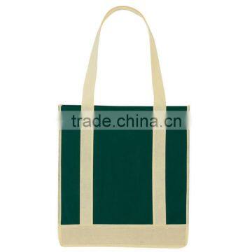 Non-Woven Two-Tone Shopper Tote Bag- Forest Green