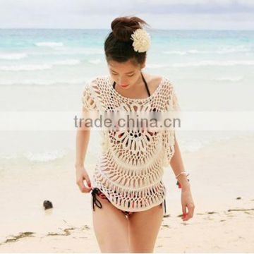 Women New Hollow Crochet Bikini Swimwear Cover Up Beach Top Blouse Dress