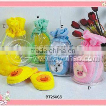 2012 Newest children bath gift set,with children slipper,children bath puff sponge