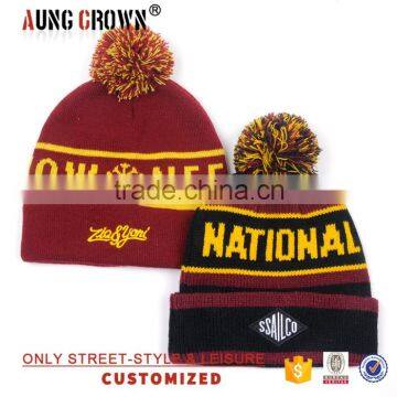 Winter Jacquard New Design Acrylic Beanie Hats With Top Ball photo-3