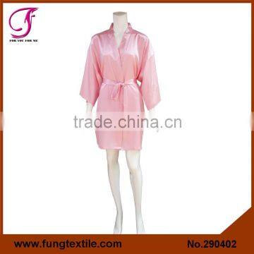 290402 Solid Silky Satin Bathrobe with Short Sleeve                        
                                                Quality Choice